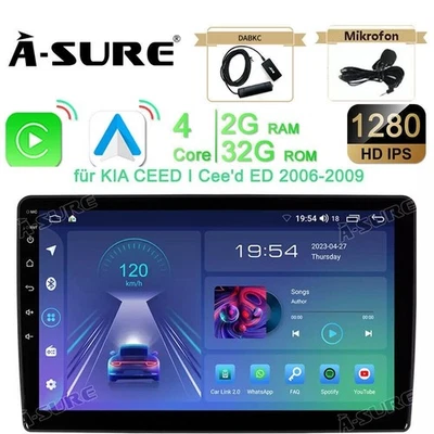 inkl.DAB CarPlay Autoradio 2+32GB Android 14 GPS Navi für Kia Ceed ED 2006-2009 - Bild 1 von 4