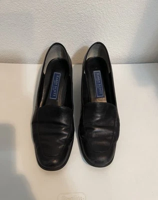 Винтажные женские мокасины 90-х Karen Scott размер 9 черные кожаные туфли на блочных каблуках - Изображение 1 из 4