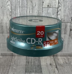 Memorex LightScribe CD-R 52X 700MB 80min 20 Disc Pack NEW SEALED - Photo 1/3