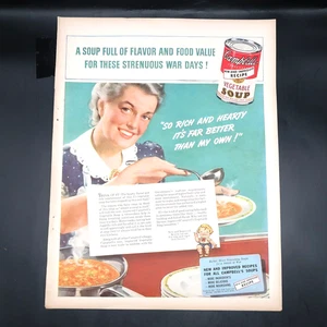 Campbells Soup Advertisement 1940s Vintage Food World War II Granny Core - Picture 1 of 4