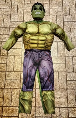 Increíble Disfraz de Halloween de Hulk para niño con músculos. Talla Med. Foto 1 de 4