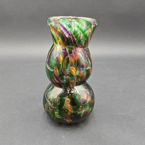 Mundgeblasene Kunstglas Vase Ende des Tages 5" signiert SMK mehrfarbig - Bild 1 von 12