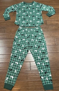Joyspun Pajama Set Women M (8-10) Scotty Dog Green Plaid Super Soft Lightweight - Picture 1 of 15