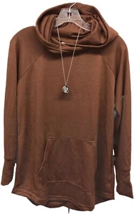 NWT LuLaRoe Medium Solid Brown HACCI Amber Hooded SWEATER - Picture 1 of 7