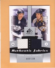 WEBER / DUMONT #AF2-DW 2010 11 SP GAME USED AUTHENTIC FABRIC DUAL JERSEYS SP 100