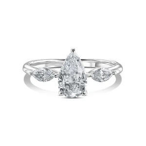 Anello Diamante Chiarezza VVS2 E 2,30 Carati Creato in Laboratorio Oro Bianco 14k IGI Spumante - Foto 1 di 6