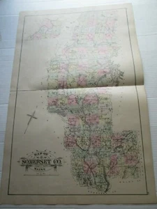 1885 COLBY'S MAINE ATLAS, ANTIQUE MAP,  SOMERSET COUNTY - Picture 1 of 5