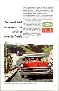 PRINT AD 1957 Chevrolet Chevy No Road Can Make it Breathe Hard 6.5 x 10 - Picture 1 of 3