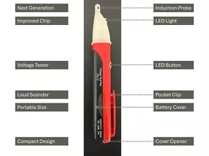 Professioneller Wechselspannungsprüfer Stift 10-1000V | LED Licht & Signalton Alarm - Bild 1 von 12