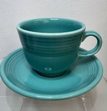 Fiestaware Fiesta Turquoise Teal Tea Cup and Saucer Lead Free Set Mug  Homer