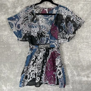 Studio Y Blouse Womens Medium Beaded Sheer WimsiGoth Fairy Boho Chic Hippie - Picture 1 of 12