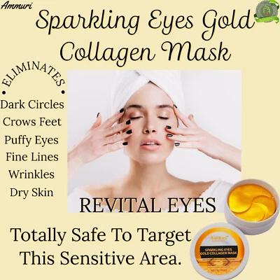 Ammuri Sparkling Eyes Gold Collagen Mask Reduces Wrinkles Puffiness Dark Circles - Image 1 of 4