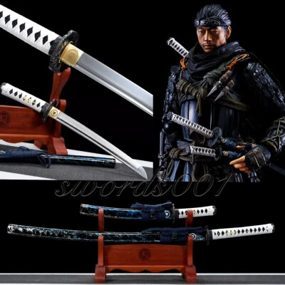 MN SWORD 1095 Carbon Steel Japanese Swords Set Ghost Of Tsushima Jin Sakai Katana Tanto