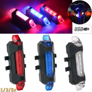 1-5X LED Bike Tail Rear Light USB Rechargeable Bicycle Signal Lamp Night Warn RC - Picture 1 of 15