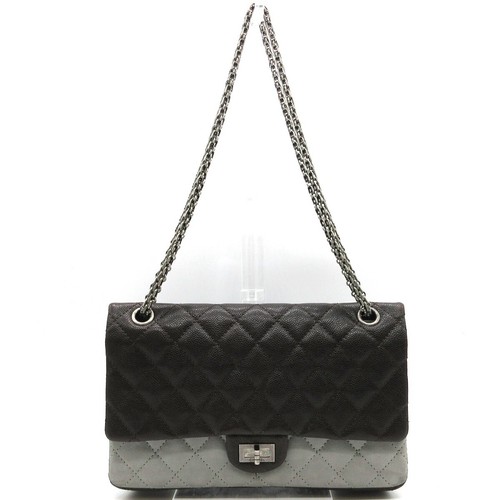 Borsa a tracolla CHANEL 2.55 Matelasse doppia patta catena pelle BN SHW Francia M817