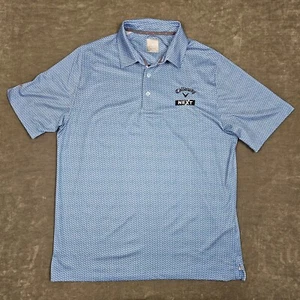 Callaway Polo Shirt Mens Medium Blue Geometric Print AOP Tour Issue Golf Stretch - Picture 1 of 8