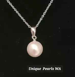 South Seas Shell Pearl Necklace NEW with REAL Sterling Silver Cable Chain - Picture 1 of 2