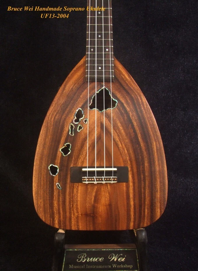 Bruce Wei Handmade Solid Acacia Soprano Ukulele, The Islands Soundhole UF13-2004 - Image 1 of 4