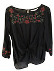 Black Zara Size Small Embroidered Top