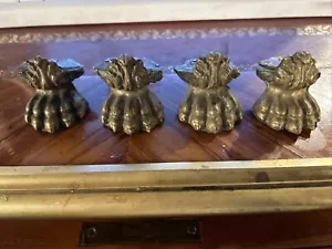 SET OF 4 EMPIRE BRONZE PEDIMENT ORMULU FURNITURE or CLOCK FEET, FRANCE - Picture 1 of 9