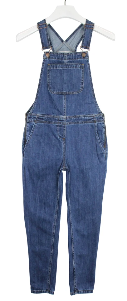 ASOS Jeans Mujer UK 2 Overoles Ajustados Con Bolsillos De Mezclilla Azul - Imagen 1 de 4