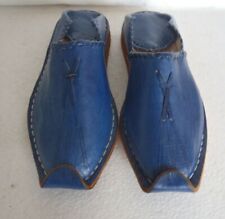  MOROCCAN LEATHER BABOUCHE Slippers * BLUE *  ALADIN STYLE *  TEENAGER Sizes
