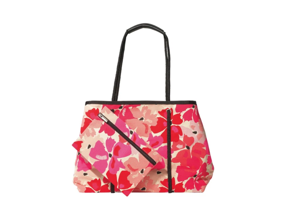 Bolso de mano y bolsa de cosméticos con estampado de amapola Avon Foto 1 de 4