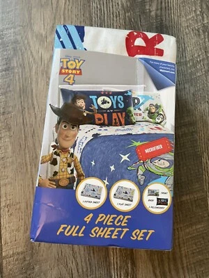 Juego de sábanas de tamaño completo para niños "Juguetes en juego" de 4 piezas de Disney's Toy Story 4 - NUEVO Foto 1 de 4