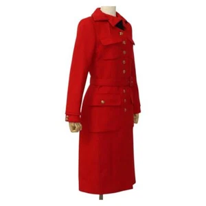 LOUIS VUITTON Long Coat Jacket Cashmere 36 Red LV Auth am7980 - Picture 1 of 22