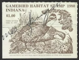 USA 1980-81 INDIANA Bird Habitat Revenue Stamp #1 Signed - Picture 1 of 2