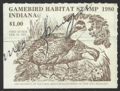 USA 1980-81 INDIANA Bird Habitat Revenue Stamp #1 Signed - Image 1 of 2
