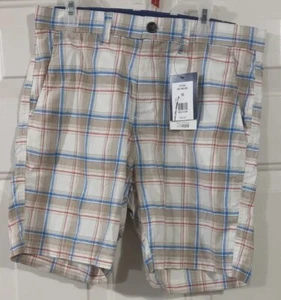 Crown Ivy Chino Shorts Mens Beige Plaid Cotton Size 30 - Picture 1 of 4