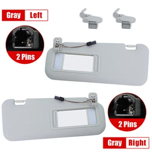 2PS Left & Right Side Gray Sun Visor with Light & Clip For 2010-2013 Mazda 3 - Picture 1 of 9