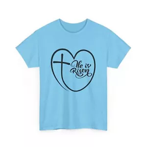 He is Risen Christian T-Shirt Heart Cross Easter Choose Size Color - Picture 1 of 78