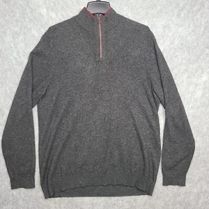 Club Room Luxury Cashmere 1/4 Zip Sweater Men's L Gray Business Casual Cozy Soft - Picture 1 of 10