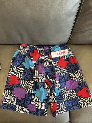 Pantalones Cortos De Colección Años 80 Original JAMS Surf Line GEOMÉTRICOS Abstractos Hawaianos SURFER M Para Hombres Foto 1 de 4