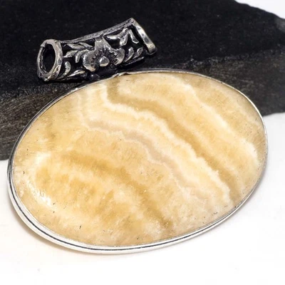 Huge Laguna Lace Calcite 925 Silver Plated Gemstone Pendant 1.5" GW - Image 1 of 3