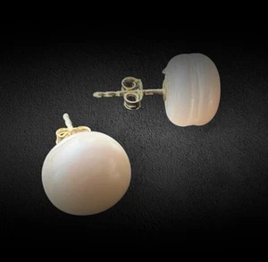 Pearl 10mm Stud Earrings Gold On 925 Sterling Silver Cultured Freshwater Pearls - Picture 1 of 6