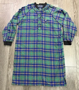 Esleep Dorm vintage ‘90’s green plaid flannel nightgown sleep shirt one size - Picture 1 of 5