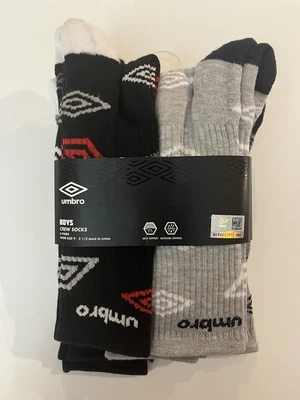 UMBRO Boys Crew Socks 6 Pairs Shoe Size 9 - 2 1/2 - Image 1 of 2