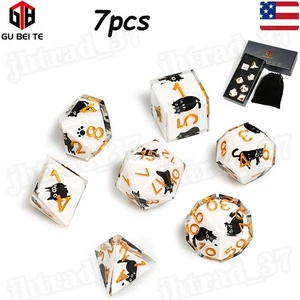 Juego de dados poliédricos de 7 piezas para Dungeon and Dragons DND RPG MTG juegos (estilo gato) - Imagen 1 de 13