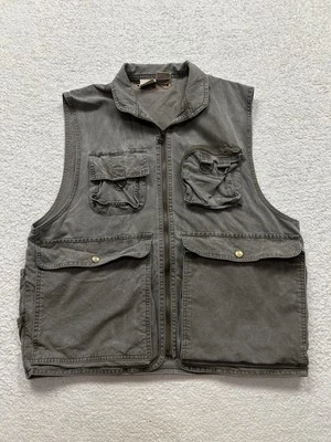 Vintage Eastern Mountain Fishing Vest Mens Medium Full Zip Canvas EMS - Image 1 of 4