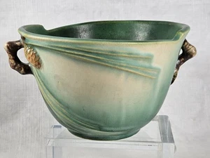 Vintage Roseville Pottery Green Pinecone Jardiniere Vase Bowl Antique 320-5 - Picture 1 of 17