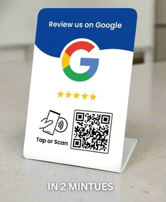 5 Google Review Stands - NFC & QR Code, Easy Setup, for All Businesses (5 Pack) - Image 1 of 4