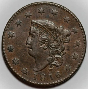 1816 Coronet Head Large Cent (N-7) - US 1c Copper Coin - Picture 1 of 8