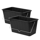 2pcs 15L Black Paint Scuttle w/ Metal Handle Large Rollers Plastic Ribbed Bucket
