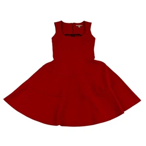 Vestido Banana Republic línea A para mujer 6 rojo liso cuello redondo sin mangas elástico - Imagen 1 de 5