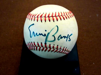 ERNIE BANKS CHICAGO CUBS HOF SIGNED AUTO VINTAGE WILSON GU'ED LL BASEBALL JSA - Image 1 of 3