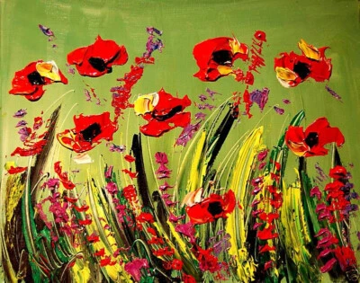 Марк Казав - картина маслом "Красные цветы" искусства холст импрессионист 211e - Изображение 1 из 4