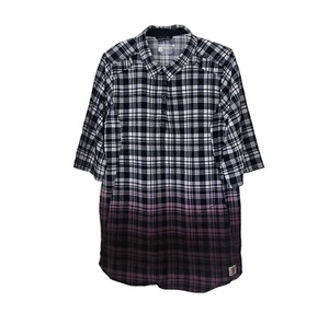 Men's CARHARTT Premium MODERN Fit SHORT Sleeve FORCE Blue CHECK Shirt L *NWOT* - Picture 1 of 11
